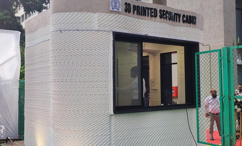 IIT Bombay inaugurates 3D printed concrete security cabin - produced in less than 30 hours using a customized concrete mixture.