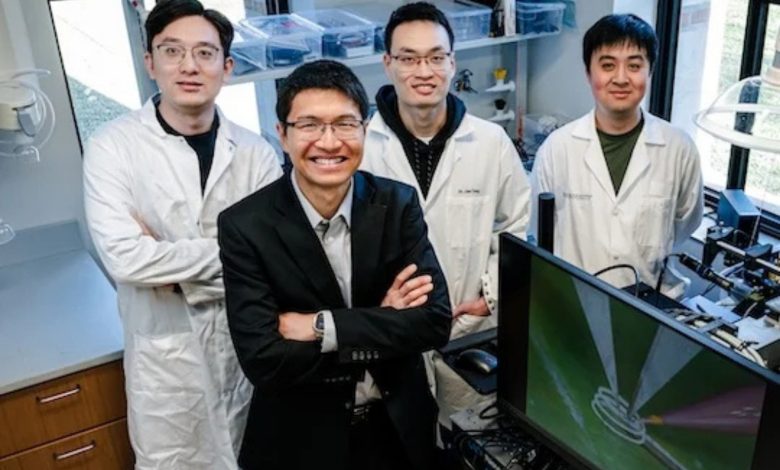 Professor Yong Lin Kong (front row) with co-authors Xin Yang, Jian Teng and Yu Liu (back row, from left to right).